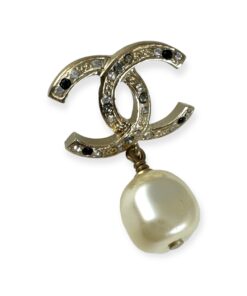 Chanel CC Pearl Drop Earrings in Gold 9