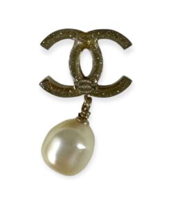 Chanel CC Pearl Drop Earrings in Gold 12