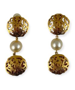 Chanel Filigree Pearl Drop Earrings in Gold 7