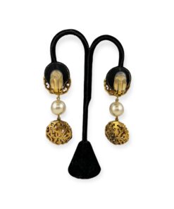 Chanel Filigree Pearl Drop Earrings in Gold 9