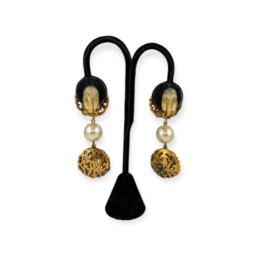 Chanel Filigree Pearl Drop Earrings in Gold 3