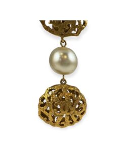 Chanel Filigree Pearl Drop Earrings in Gold 10