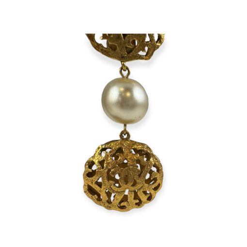 Chanel Filigree Pearl Drop Earrings in Gold 4