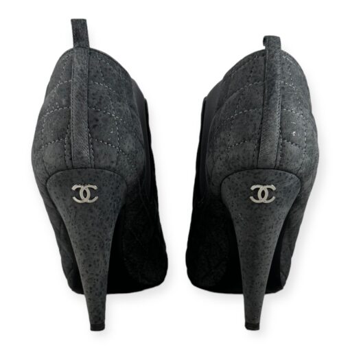 Chanel Quilted Cap Toe Booties in Gray | Size 41.5 5