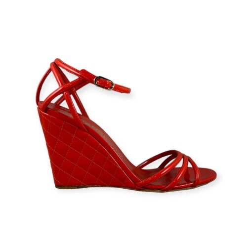 Chanel Quilted Wedge Sandals in Coral | Size 40.5 2
