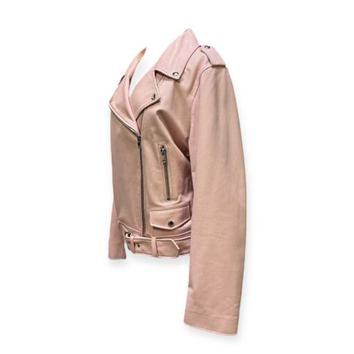 Escada Leather Moto Jacket in Pink | Size Large 4