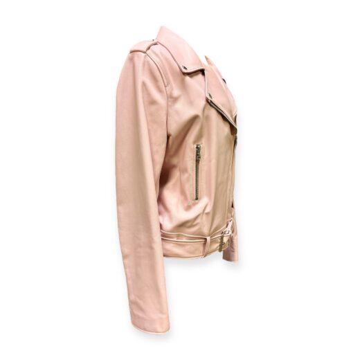 Escada Leather Moto Jacket in Pink | Size Large 5