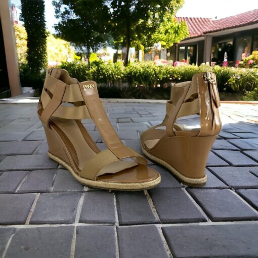 Fendi Patent Espadrille Sandals in Nude | Size 40.5