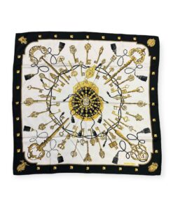 Hermes Les Cles Scarf in Black & Gold 6
