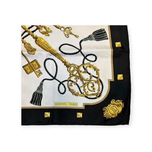Hermes Les Cles Scarf in Black & Gold 2