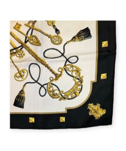 Hermes Les Cles Scarf in Black & Gold 10