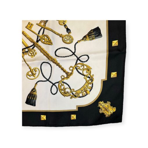 Hermes Les Cles Scarf in Black & Gold 5
