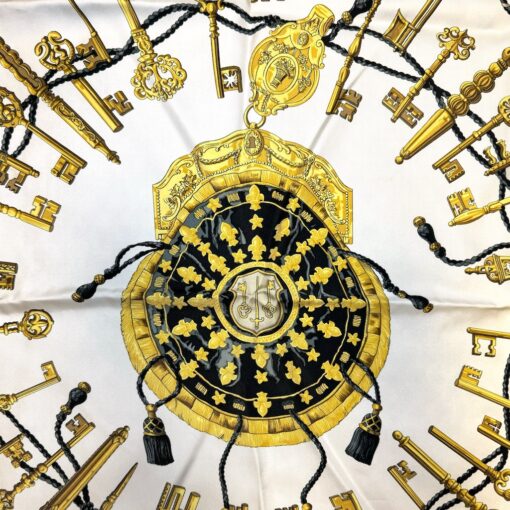 Hermes Les Cles Scarf in Black & Gold