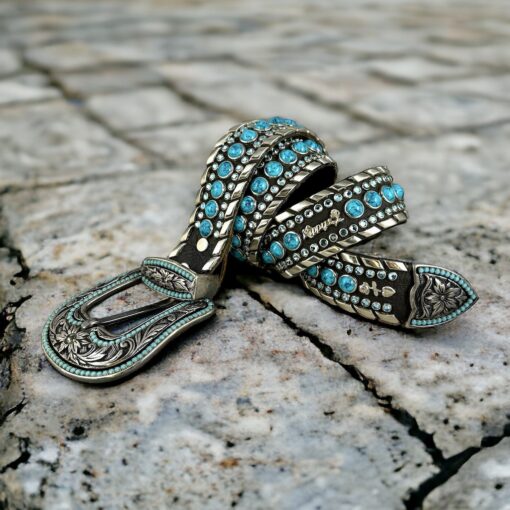 Kippys Turquoise Studded Belt in Brown | Size 80/32 1