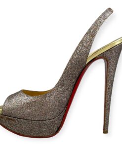 Christian Louboutin Lady Peep Glitter Slingback Sandals | Size 40 6