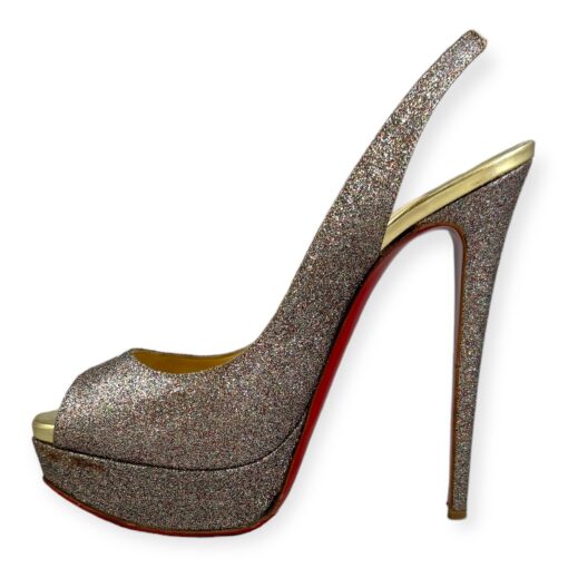 Christian Louboutin Lady Peep Glitter Slingback Sandals | Size 40 1