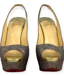 Christian Louboutin Lady Peep Glitter Slingback Sandals | Size 40 8