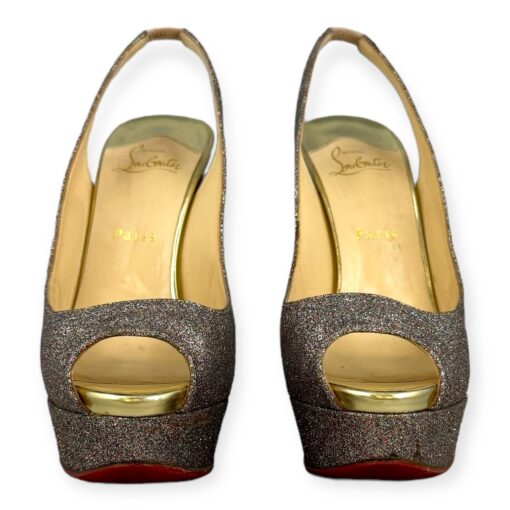 Christian Louboutin Lady Peep Glitter Slingback Sandals | Size 40 3