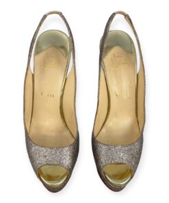 Christian Louboutin Lady Peep Glitter Slingback Sandals | Size 40 9