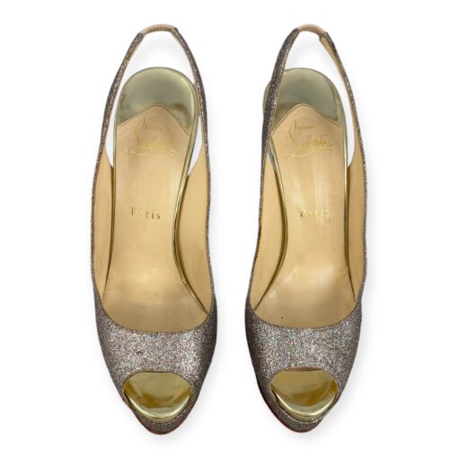 Christian Louboutin Lady Peep Glitter Slingback Sandals | Size 40 4