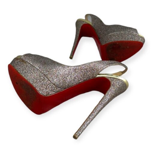 Christian Louboutin Lady Peep Glitter Slingback Sandals | Size 40 5
