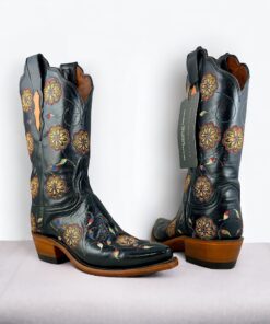 Lucchese Embroidered Cowboy Boots in Black | Size 6