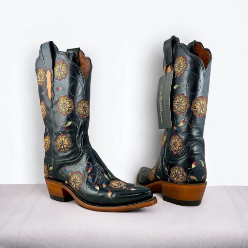 Lucchese Embroidered Cowboy Boots in Black | Size 6