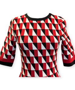 Oscar De La Renta Knit Geo Dress in Red | Size 6 9