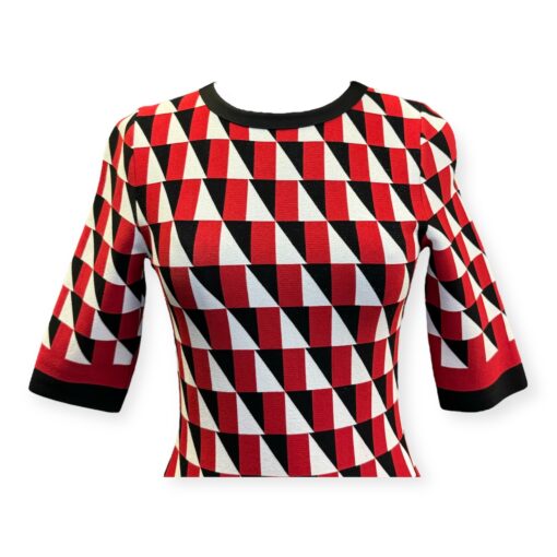 Oscar De La Renta Knit Geo Dress in Red | Size 6 2
