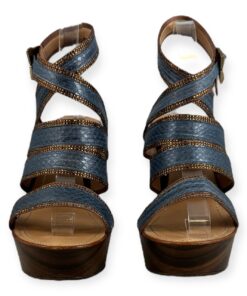 Rene Caovilla Snake Crystal Sandals in Blue & Copper | Size 38.5 9