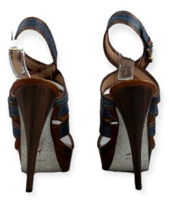 Rene Caovilla Snake Crystal Sandals in Blue & Copper | Size 38.5 10
