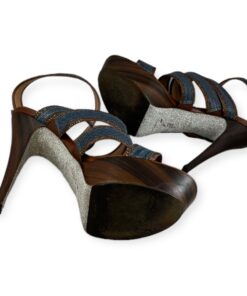 Rene Caovilla Snake Crystal Sandals in Blue & Copper | Size 38.5 11