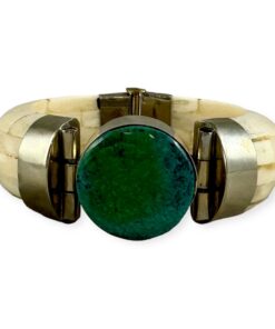 Turquoise Horn Bangle Bracelet in Ivory 7