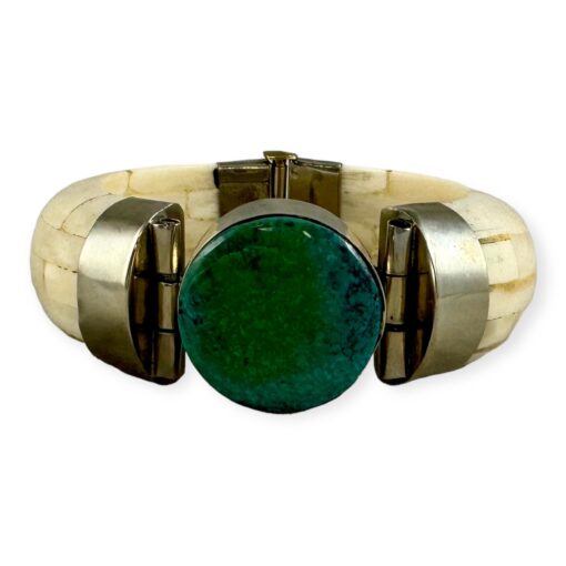 Turquoise Horn Bangle Bracelet in Ivory 1
