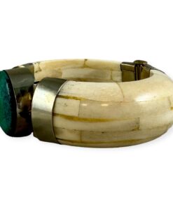 Turquoise Horn Bangle Bracelet in Ivory 8