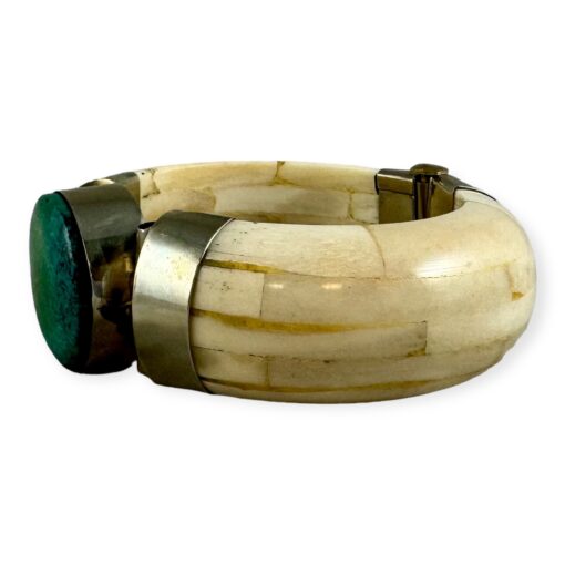 Turquoise Horn Bangle Bracelet in Ivory 2