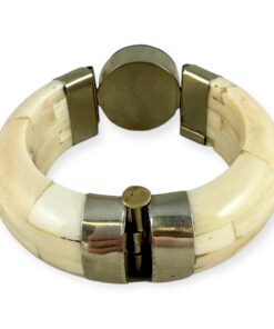 Turquoise Horn Bangle Bracelet in Ivory 11
