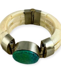 Turquoise Horn Bangle Bracelet in Ivory 12