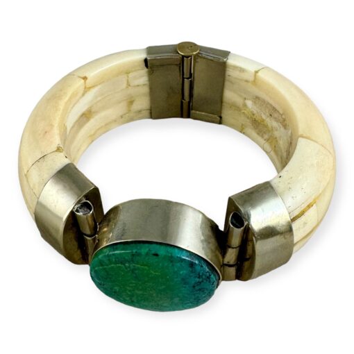 Turquoise Horn Bangle Bracelet in Ivory 6