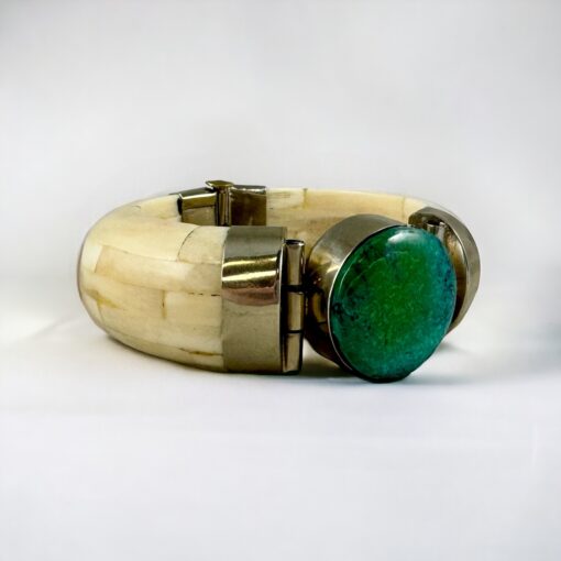 Turquoise Horn Bangle Bracelet in Ivory