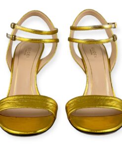 Gucci Crystal Wedge Sandals in Gold | Size 39.5 9