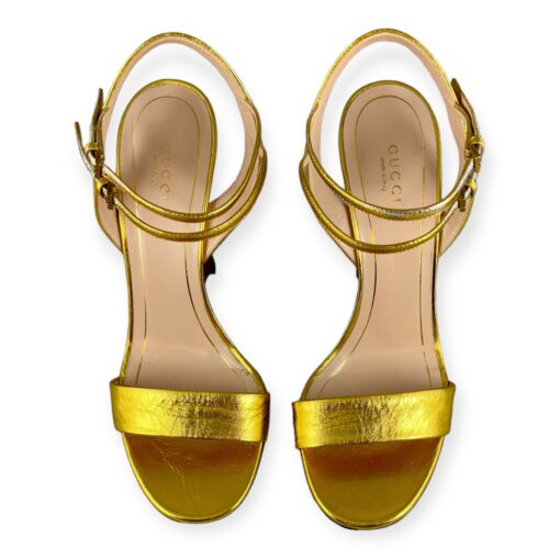 Gucci Crystal Wedge Sandals in Gold | Size 39.5 4