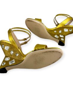 Gucci Crystal Wedge Sandals in Gold | Size 39.5 12