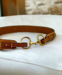 Hermes Horsebit Belt in Honey | Size Small