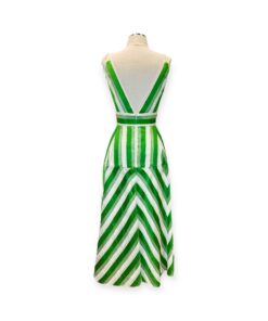 Lela Rose Striped Midi Dress in Green & White | Size 10 11