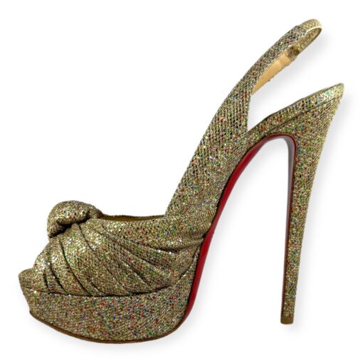 Christian Louboutin Glitter Knot Slingback Sandals in Gold | Size 39 1