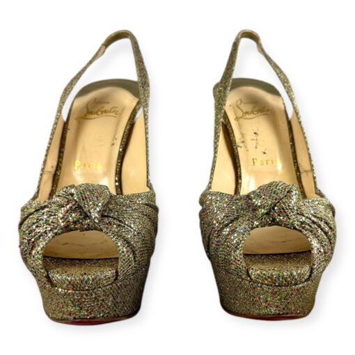 Christian Louboutin Glitter Knot Slingback Sandals in Gold | Size 39 3