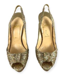Christian Louboutin Glitter Knot Slingback Sandals in Gold | Size 39 10