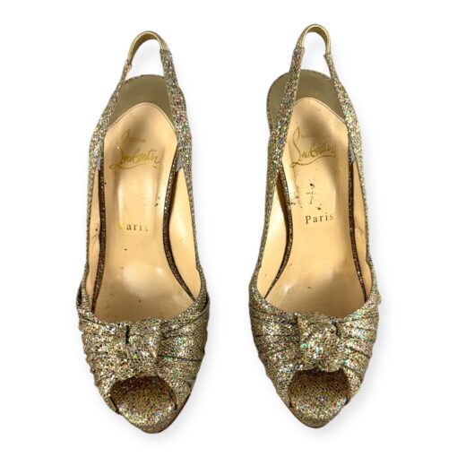 Christian Louboutin Glitter Knot Slingback Sandals in Gold | Size 39 4