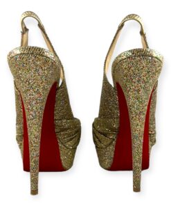 Christian Louboutin Glitter Knot Slingback Sandals in Gold | Size 39 11